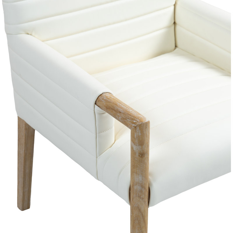 Aimee Vegan Leather Dining Arm Chair, Natural, Cream Vegan Leather