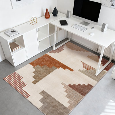Tapis d'extérieur doux à poils courts doux, tapis abstraits modernes pour le salon, grand tapis lavable à l'intérieur géométrique, tapis antidérapant doux pour la salle à manger de la chambre à coucher