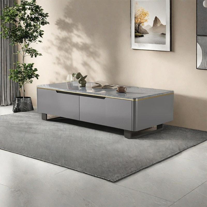 Table basse simple carrée en pierre micro-cristalline, H 17,7 po x L 51,2 po x l 27,6 po