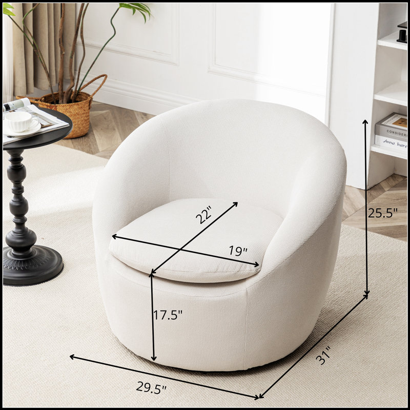 Fauteuil demi-tonneau en tissu Winnie Modern Teddy, Tissu beige