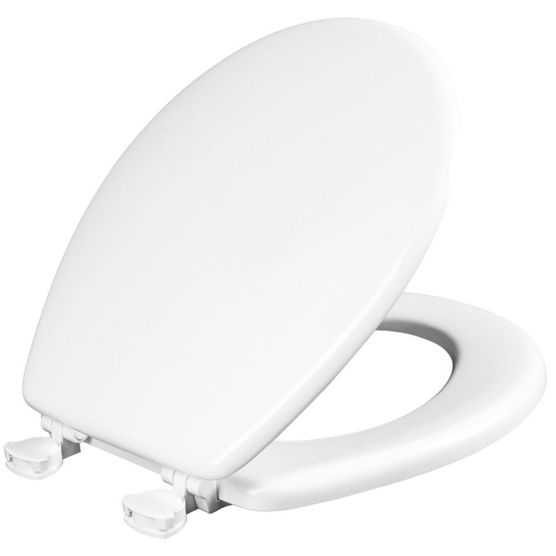 Athens Mayfair 844EC Wood Toilet Seat with Easy Clean & Change Hinges, Round, White