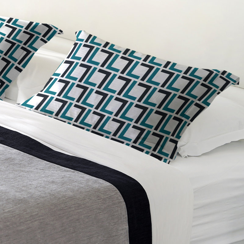 Taie décorative Jacksonville, polyester, Très grand, Gold/Teal/White