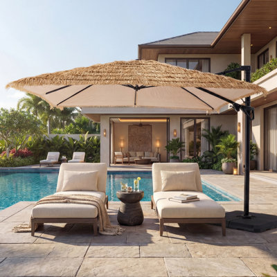 10 FT Thatched Cantilever Umbrella