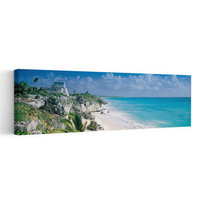 El Castillo Quintana Roo Caribbean Sea Tulum Mexico by Allen Prier - Wrapped Canvas Panoramic Print