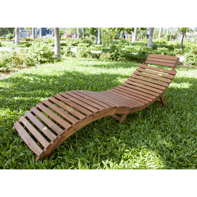 Luiza Outdoor Acacia Wood Chaise Lounge