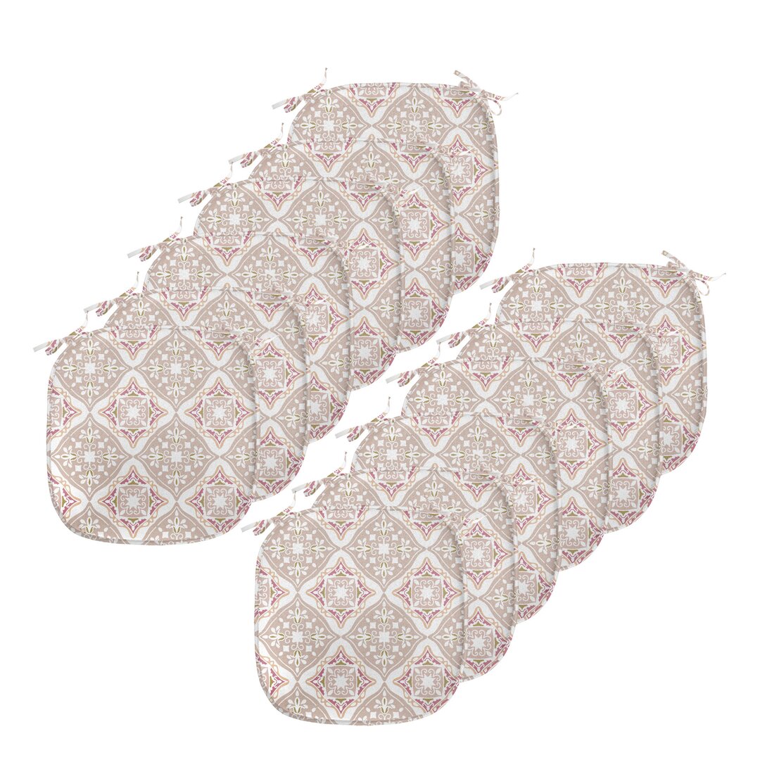 Kissen mit Riemen für Küchensitze, geometrisch, Beige Weiß Rosa