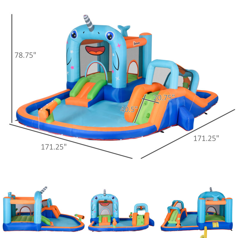 14' x 14' Bounce House with Water Slide and Air Blower