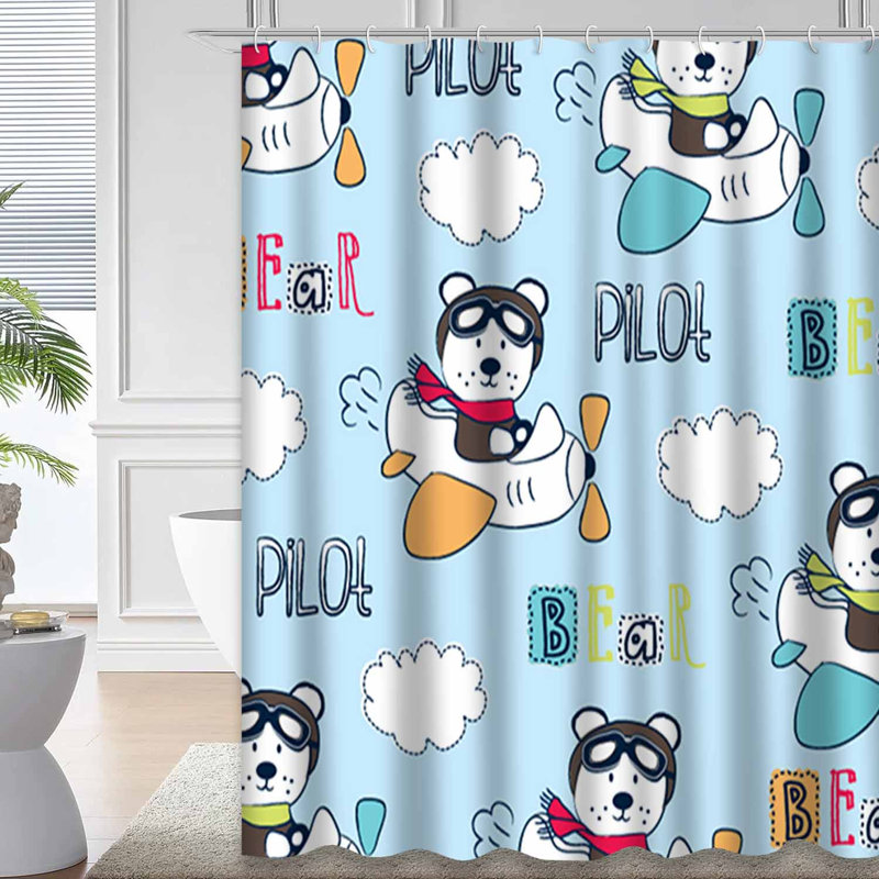 Mignon rideau de douche avec 12 crochets, L 72 po x l 84 po