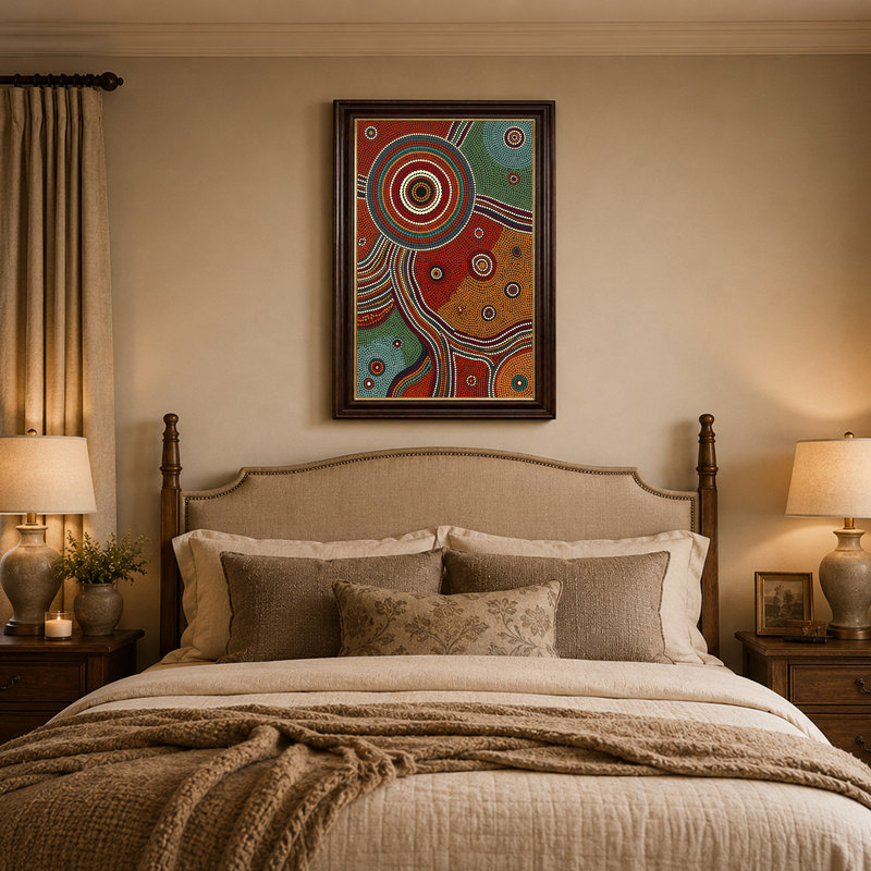 Toile abstraite à motif de cercles concentriques, tons de terre, art mural, H 18 po x l 12 po
