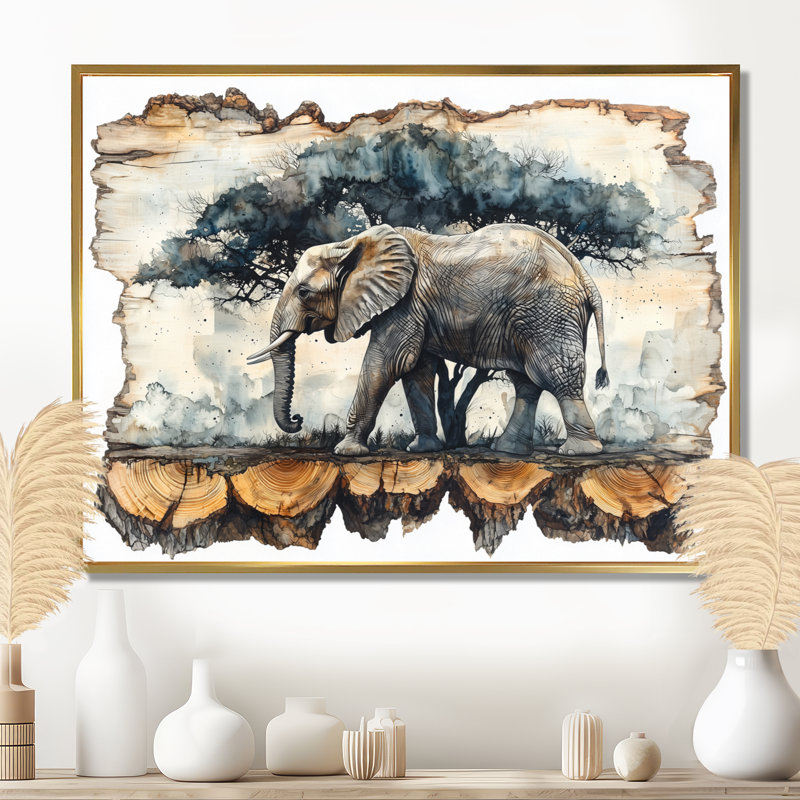Halford - Animals Wall Art, H 12 po x l 20 po, Impression encadrée flottante, Doré
