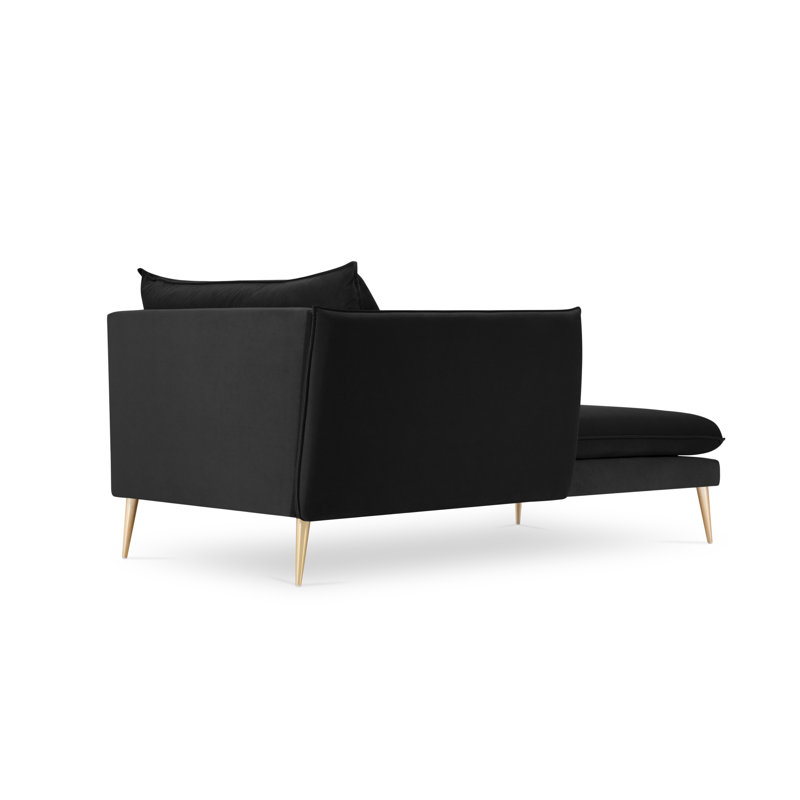 Adoraim Velvet Chaise Lounge, Gold, Left-Arm Chaise, Black