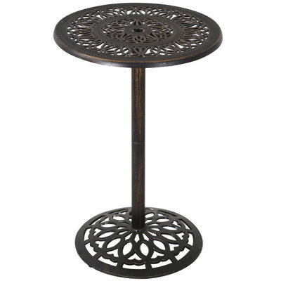 Round Metal Outdoor Bar Table With Umbrella Hole , 26.4'' in. W 26.4'' in. D