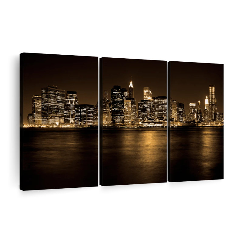 " Manhattan NYC Skyline " 3 - Pieces, 48" H x 74" W x 1.25" D