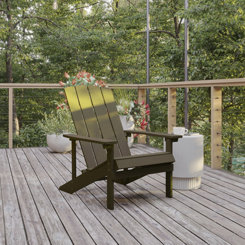 Commercial All-Weather Poly Resin Wood Adirondack Chair, Mahogany