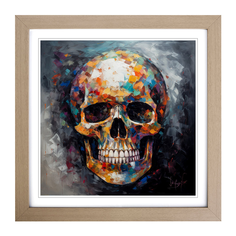 Skull Palette Knife Painting - Framed Print
