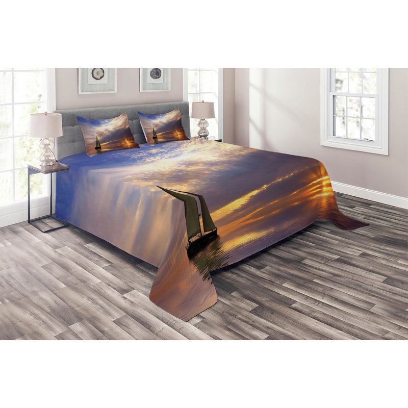 Rustic Polyester Coverlet, King Bedspread + 2 Shams