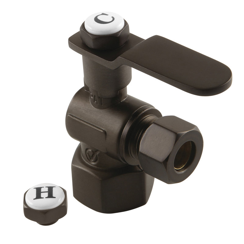 Kingston Brass Whitaker 1/2-Inch FIP x 3/8-Inch OD Comp Quarter-Turn Angle Stop Valve, Oil Rubbed Bronze