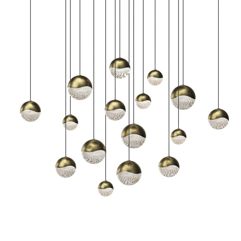 Grapes 16 - Light LED Cluster Pendant, 3.75" H x 23.75" W x 23.75" D, Brass