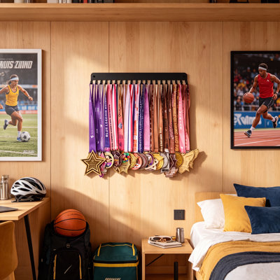 She Believed She Could So She Did Medal Display Hanger, Black Steel Sports Race Medal Holder, Holds Over 60 Medals, Easy to Install Running Medal Wall Rack