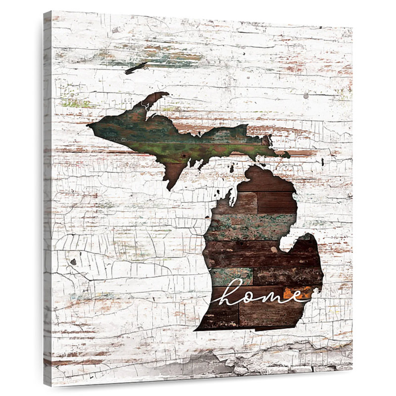 " Michigan Home Map " by Jorge S, 15" H x 12" W x 1.25" D