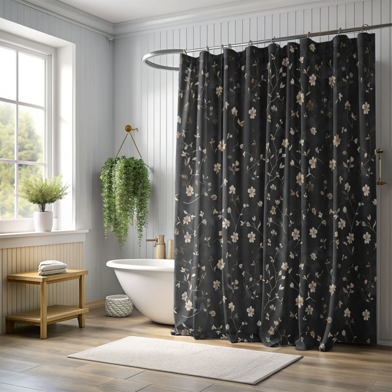Rideau de douche Dark Iris, H 74 po x l 71 po