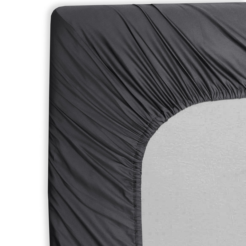Drap-housse en microfibre Cuadrado, Drap-housse pour lit double, Gris foncé