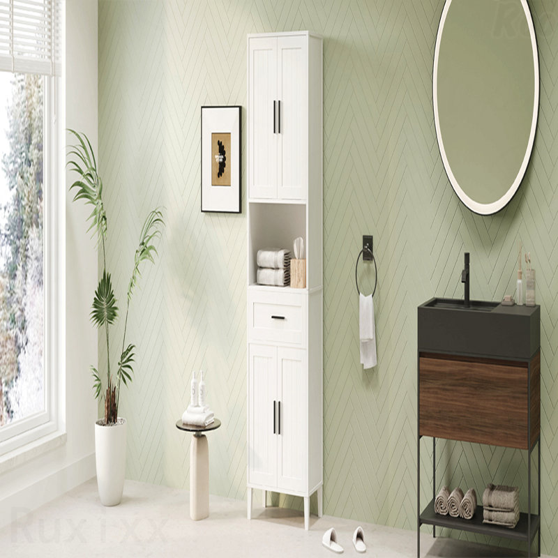 70.9" High Freestanding Tall Bathroom Cabinet With A Drawer, 2 Cabinets, 4 Soft-Close Doors, 2 Adjustable Shelves, Open Storage, For Bathroom, Living Room, Laundry Room