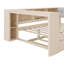Lit plateforme double en bois avec tablettes de rangement, lit gigogne, charge USB et tête de lit tapissier, crème-267015259