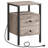 Pake 2 - Drawer 23.6" Tall Iron Nightstand with Storage and Built-In Outlets-94716331-132363138