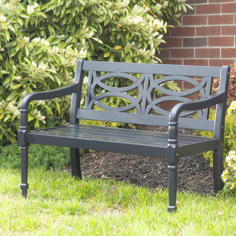 Groth Solid Wood Eucalyptus Outdoor Bench, Black 