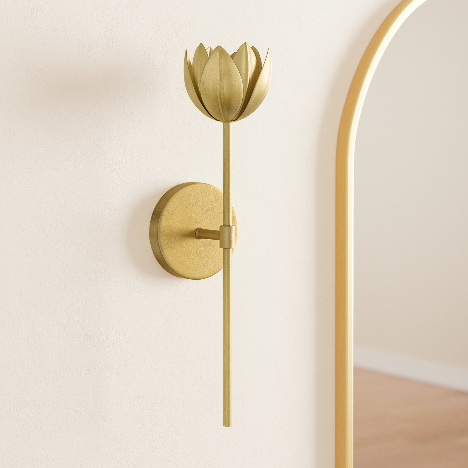Dario Single Light Dimmable Armed Sconce, Gold