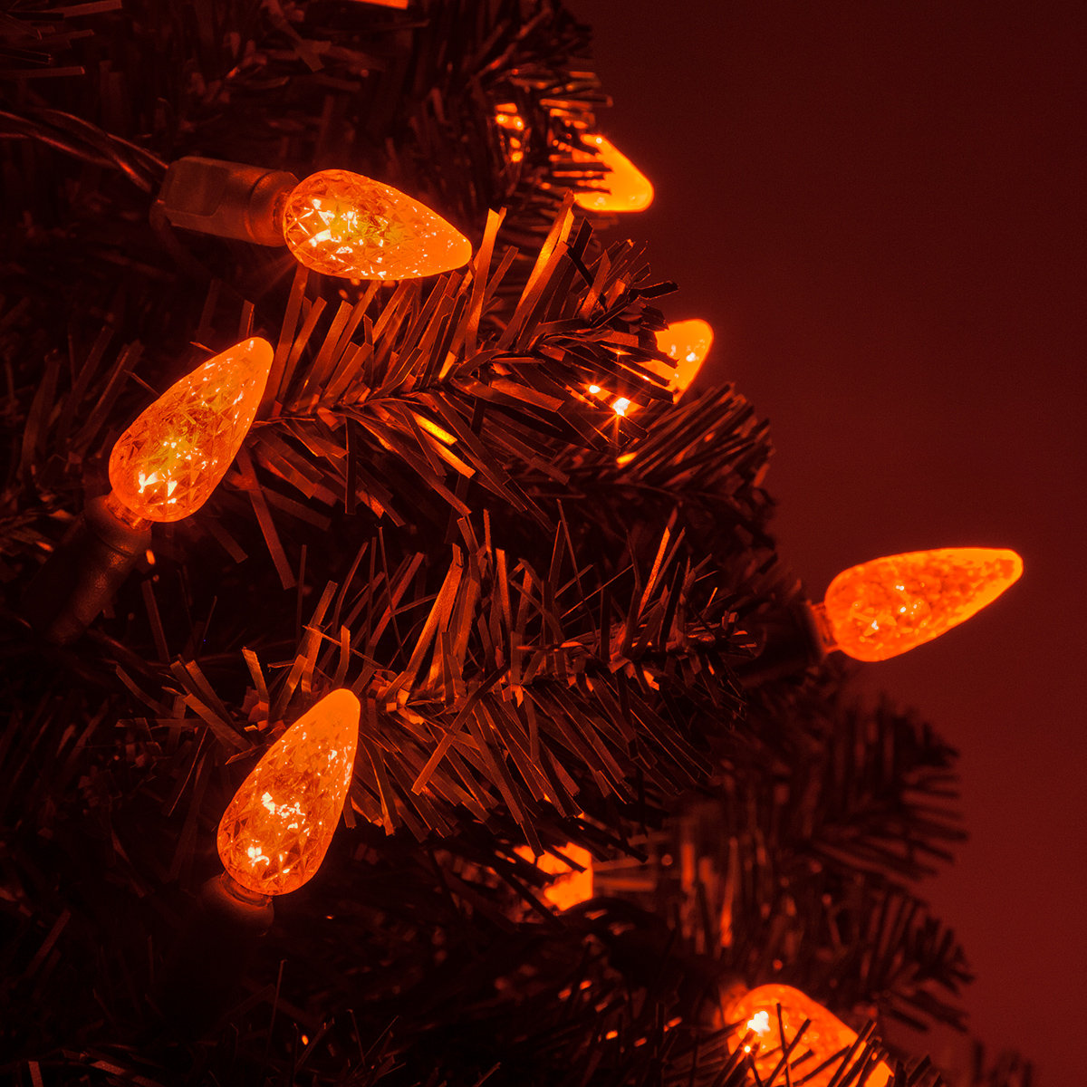 70-Light C6 LED Christmas String Lights, Orange