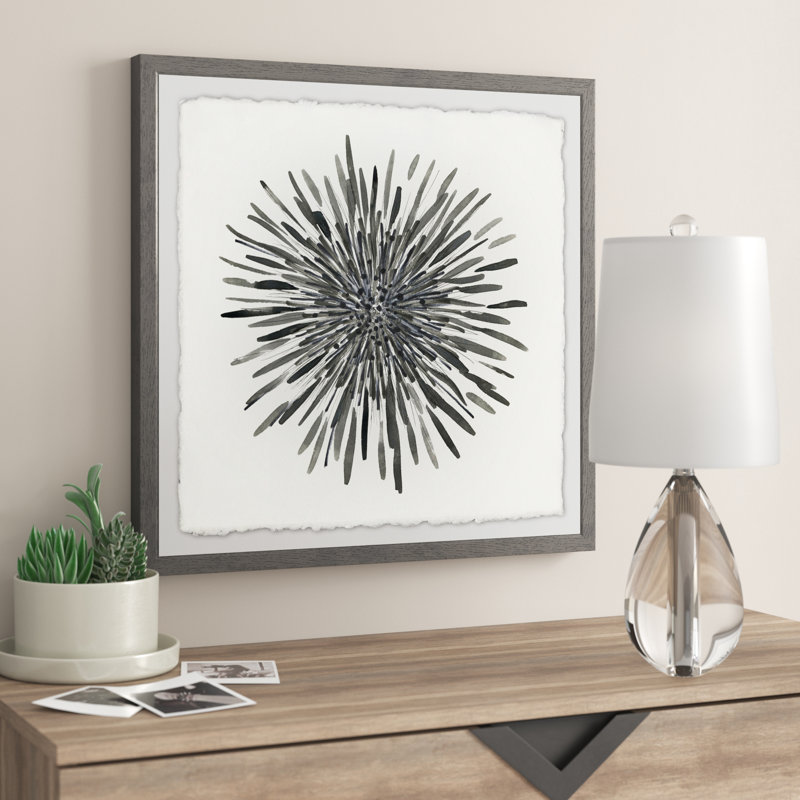 "Burst of Gray" by Julia Posokhova Abstract Watercolor Painting Print with Mounting Hardware , 32" H x 32" W x 1.5" D