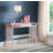 42" Wide Writing Desk with Recessed Panel Sides Center Drawer and Open Side Shelves in White Finish