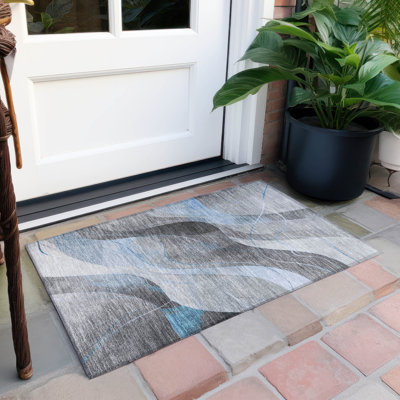 Machine Washable Indoor/Outdoor Cinead ACN1668 Sky Rug