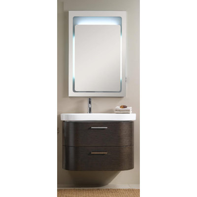 Rondo 33.8'' Single Bathroom Vanity with Ceramic Top with Mirror