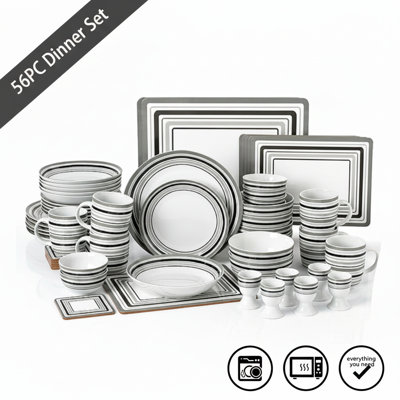 Waterside 56pc Grey Brompton Combo Dinner Set