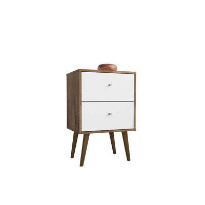 Liberty 18" Nightstand in Rustic Brown and White (2-Drawer)