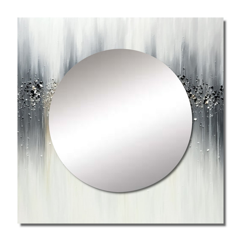 Doux sérénité gris - peinture abstraite grand miroir carré pour décoration murale, 23 po x 23 po