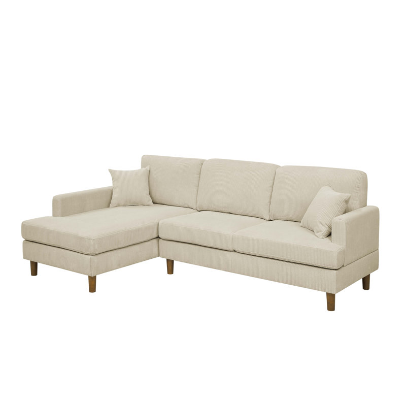 Avva Corduroy L-Shaped Sectional Left Hand Facing, Cream Corduroy