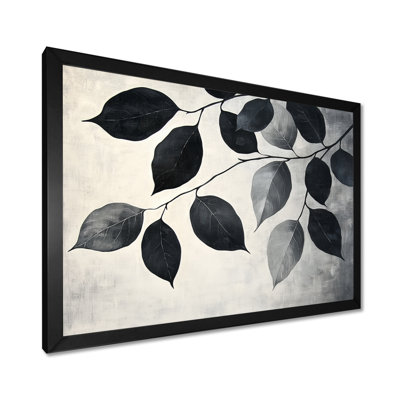 Black Leaves Shadow Silhouette IV - Leaves Framed Wall Art