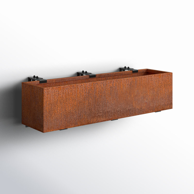 Jardinière en acier Corten, H 9 po x l 36 po x p 9 po