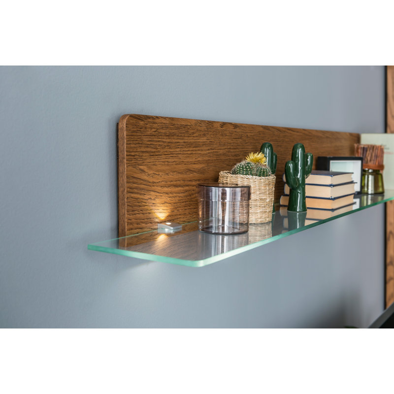 Montenegro Solid + Manufactured Oak Wood Floating Shelf, 26cm H x 108cm W x 23cm D