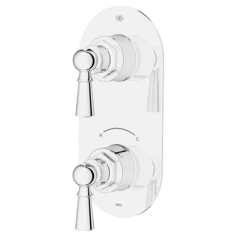 Oak Hill 2-Handle Thermostatic Slim Valve With Lever Handles, Polished Chrome