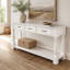 Console - 63 po - Long - Bois - avec 3 tiroirs et 1 tablette inférieure - Blanc antique - pour le vestibule