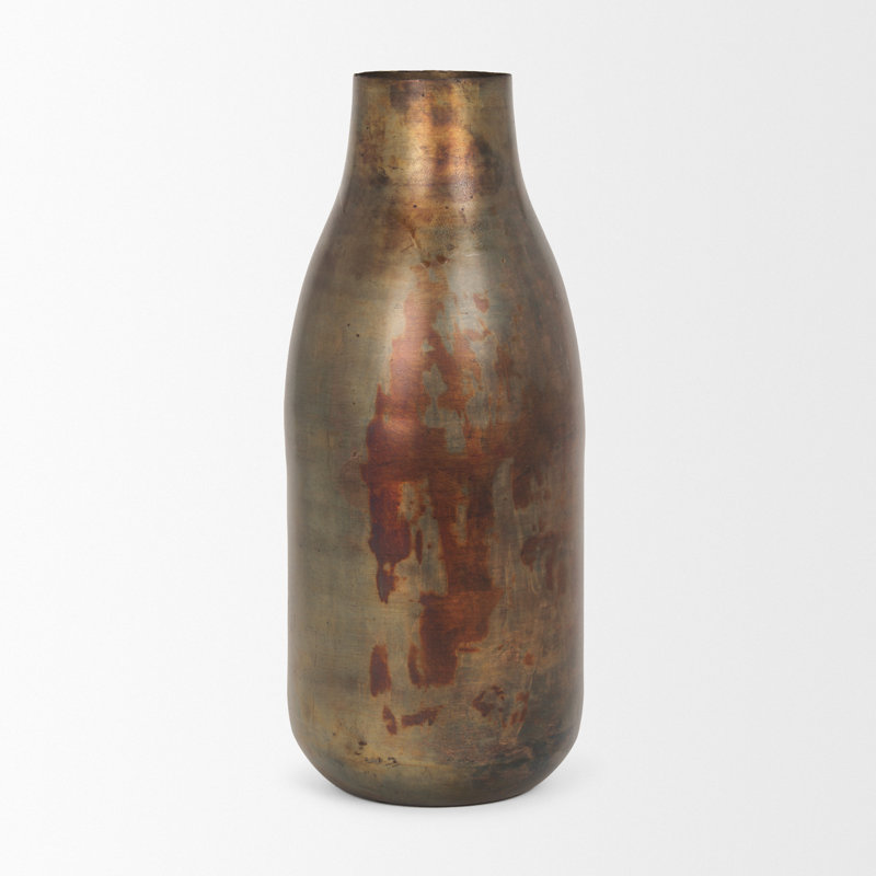 Vase en métal doré oxydé Lariah, H 6,69 po x l 6,69 po x P 2,09 po
