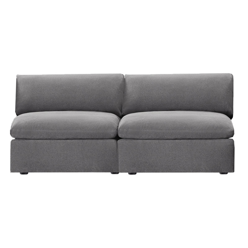 Annabella 2-Piece 81" Upholstered Modular Armless Sofa, Elite Pewter Textured Performance Chenille