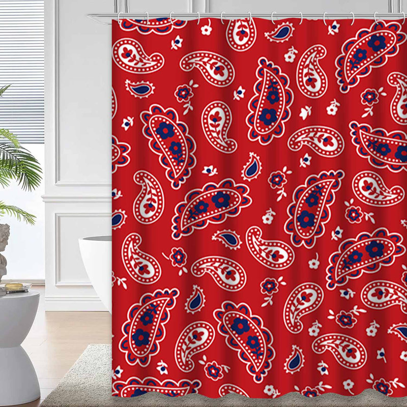 Rideau de douche imperméable à motif floral rétro avec 12 crochets, L 72 po x l 72 po