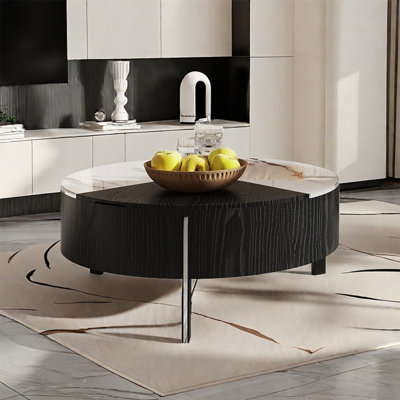 Table basse ronde en pierre micro-cristalline
