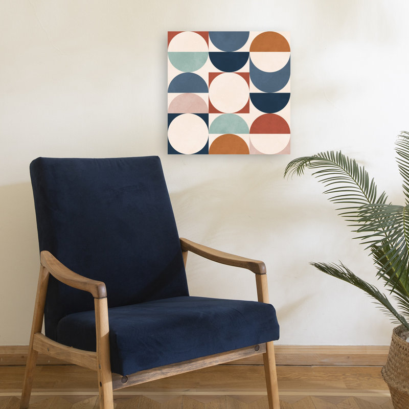 Formes abstraites de style Mid-Century abstrait géométrique paysage minimaliste Nature, 18" H x 18" W